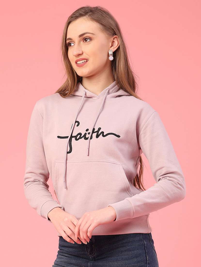 women embroidered long sleeve hooded sweatshirt - 22185665 -  Standard Image - 2