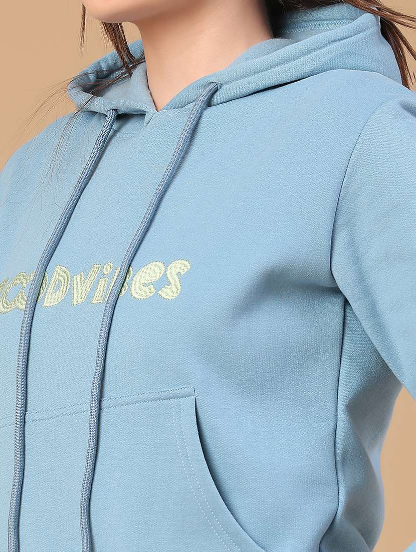 women embroidered long sleeve hooded sweatshirt - 22185666 -  Standard Image - 2