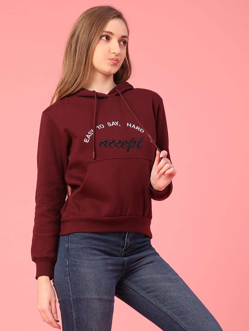 women embroidered long sleeve hooded sweatshirt - 22185667 -  Standard Image - 2