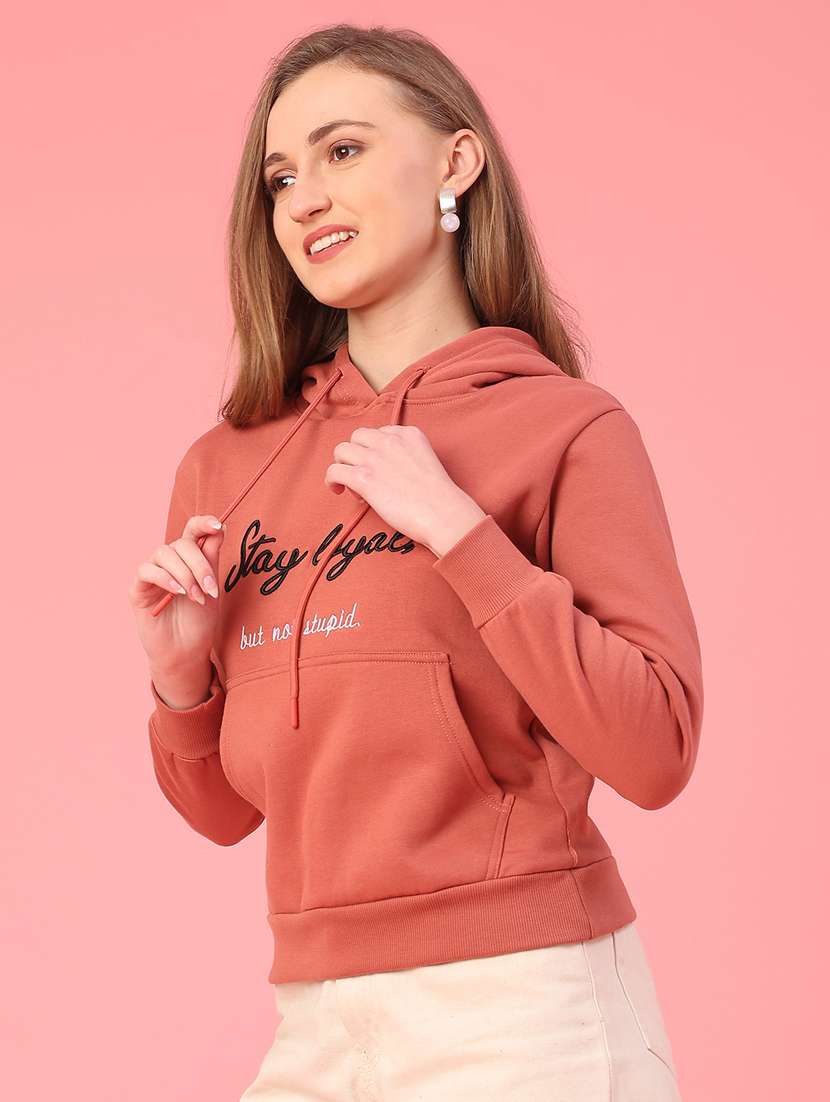 women embroidered long sleeve hooded sweatshirt - 22185668 -  Standard Image - 2