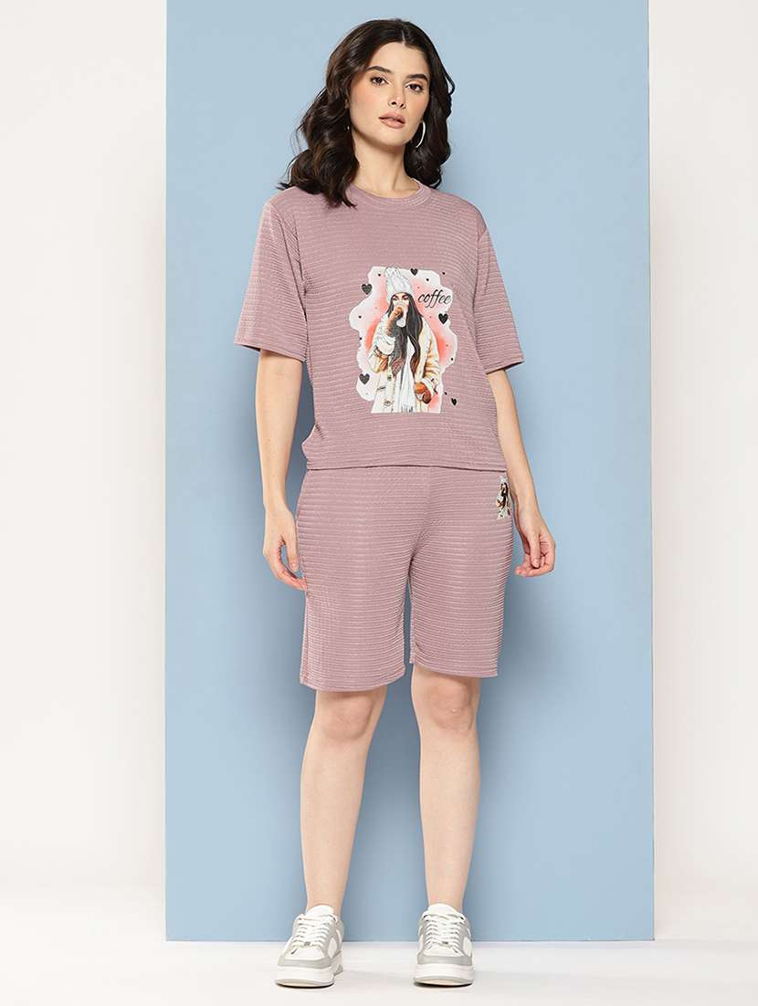 women printed top and shorts co-ord set - 22186131 -  Standard Image - 2