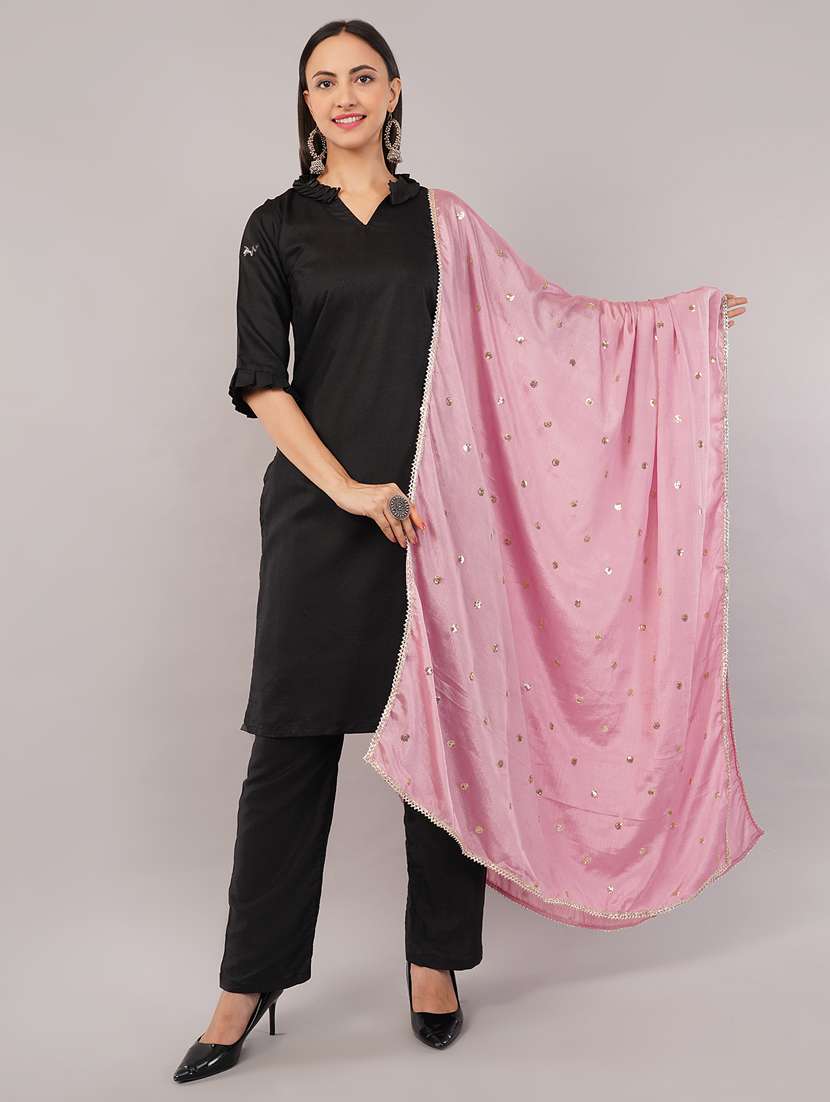 women solid with sequin work dupatta 