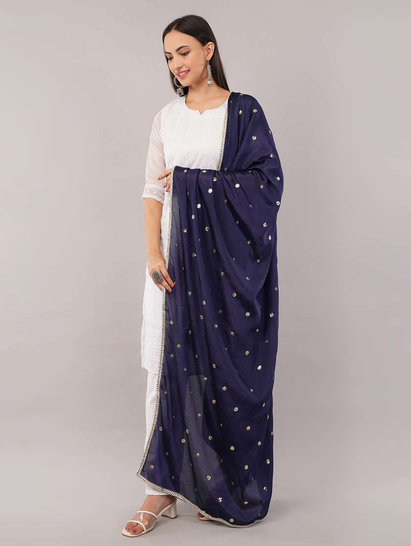 women solid with sequin work dupatta  - 22186180 -  Standard Image - 2