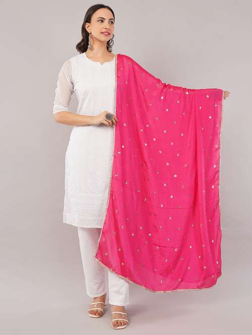women solid with sequin work dupatta  - 22186185 -  Standard Image - 0