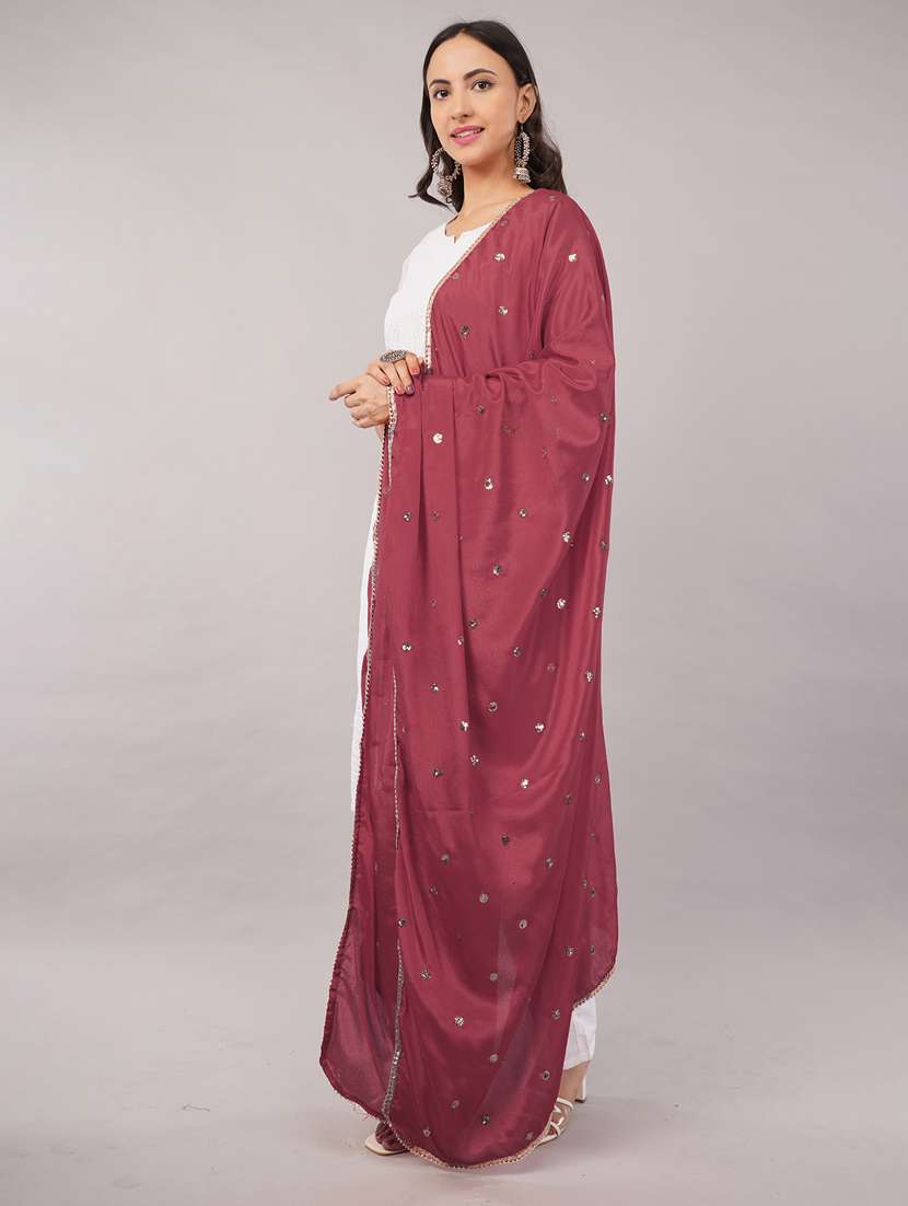 women solid with sequin work dupatta  - 22186186 -  Standard Image - 2