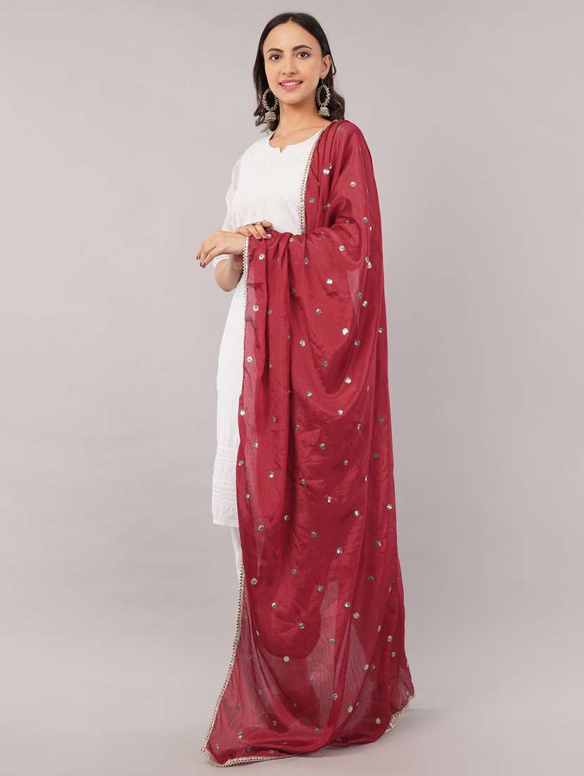 women solid with sequin work dupatta  - 22186187 -  Standard Image - 2