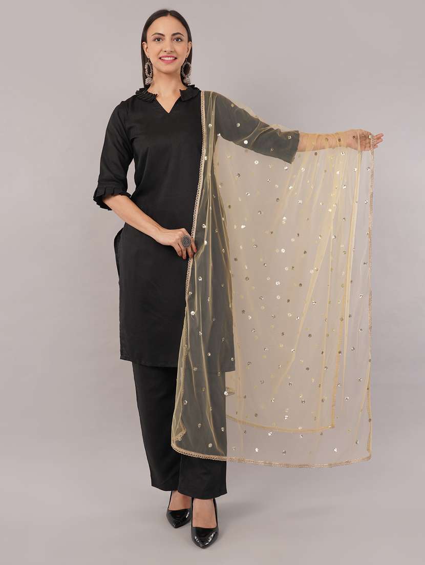 women solid with sequin work dupatta 