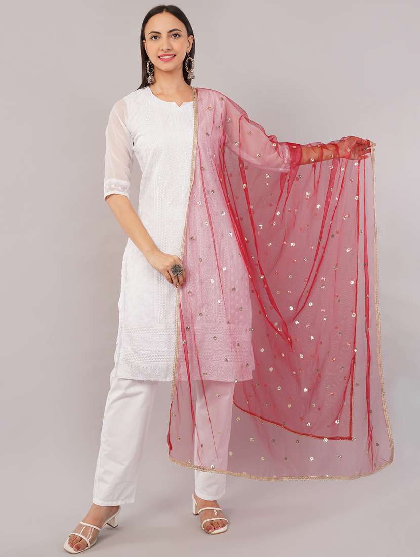 women solid with sequin work dupatta 