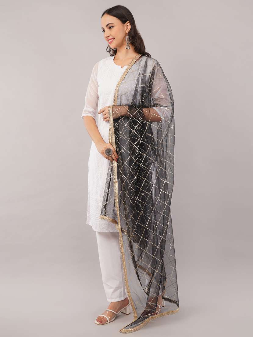 women solid with sequin work dupatta  - 22186201 -  Standard Image - 2