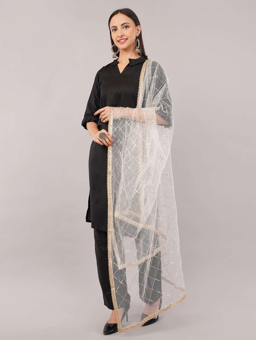 women solid with sequin work dupatta  - 22186205 -  Standard Image - 2