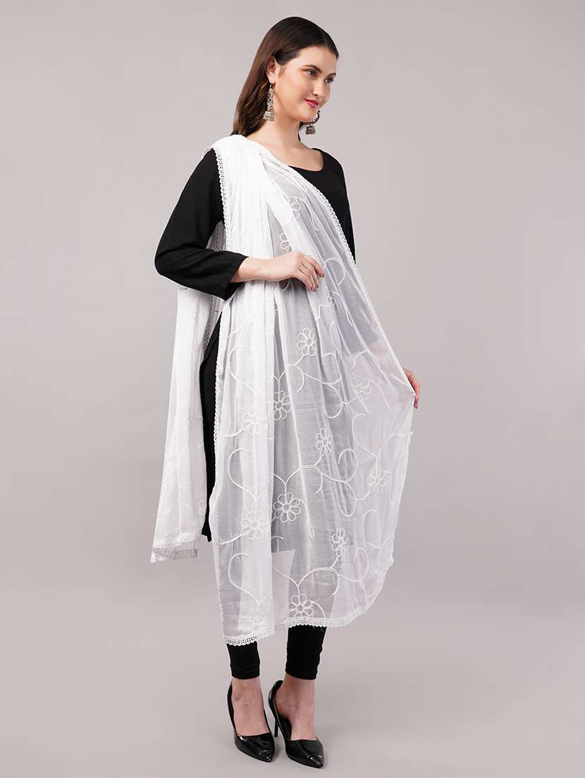 women solid with work embroidered dupatta  - 22186208 -  Standard Image - 2