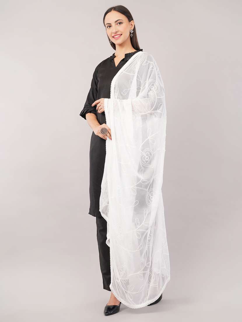 women solid with work embroidered dupatta  - 22186209 -  Standard Image - 2