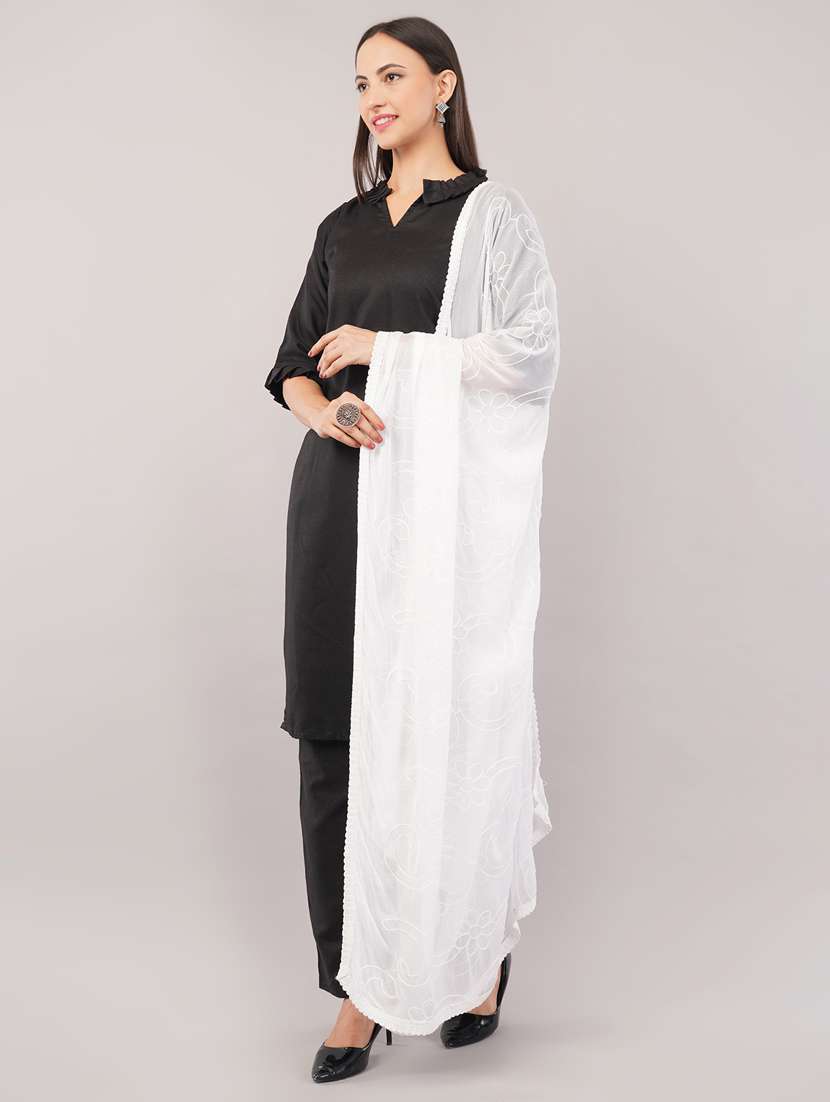 women solid with work embroidered dupatta  - 22186210 -  Standard Image - 2