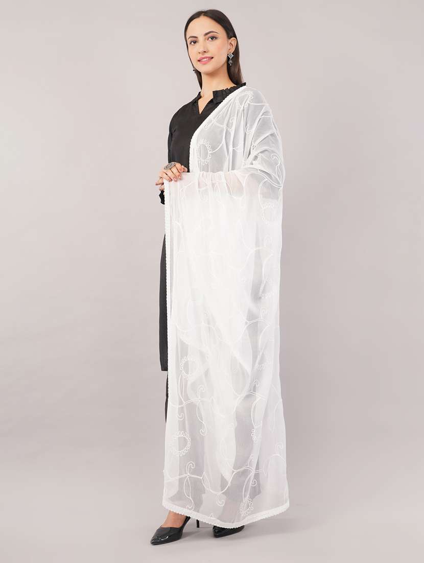 women solid with work embroidered dupatta  - 22186211 -  Standard Image - 2