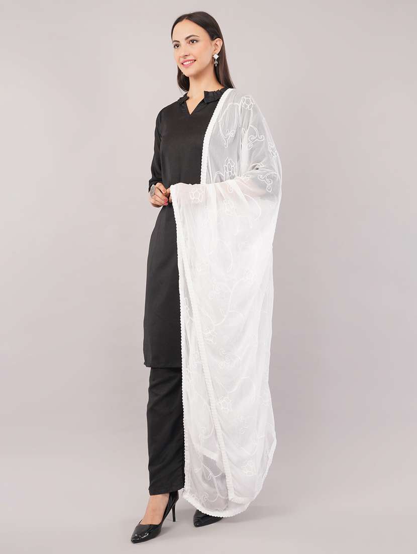women solid with work embroidered dupatta  - 22186212 -  Standard Image - 2
