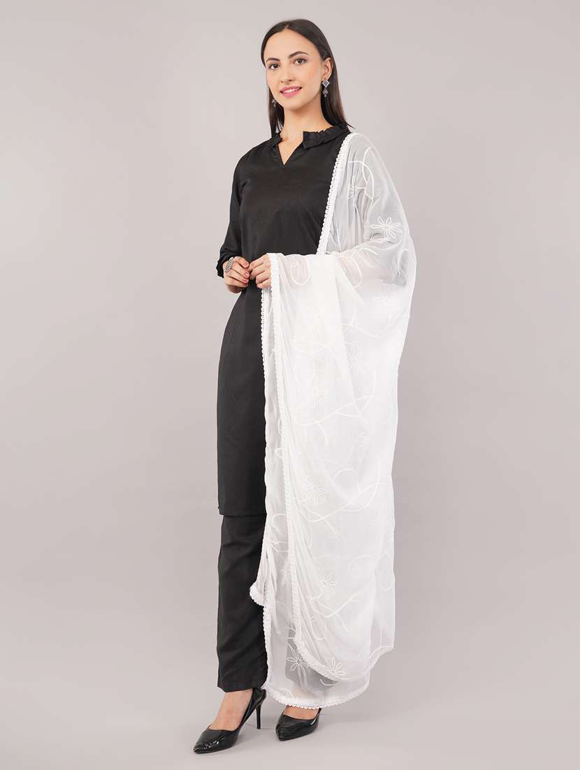 women solid with work embroidered dupatta  - 22186213 -  Standard Image - 2