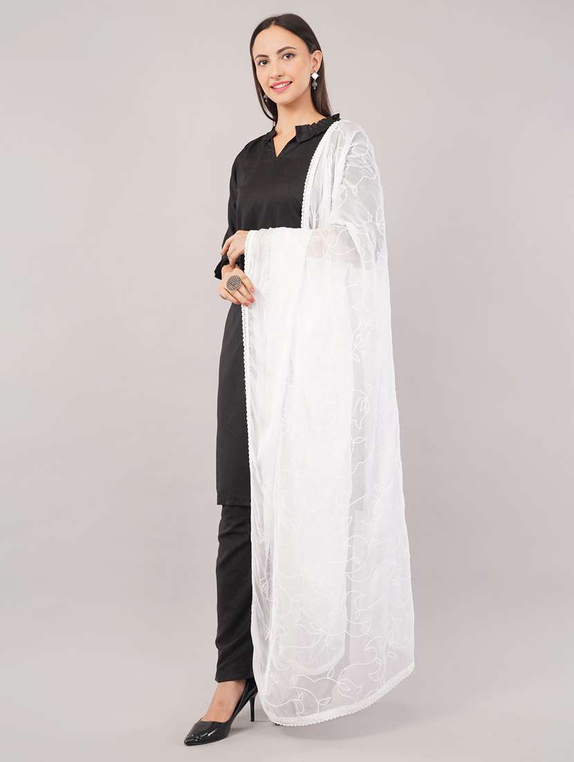women solid with work embroidered dupatta  - 22186214 -  Standard Image - 2