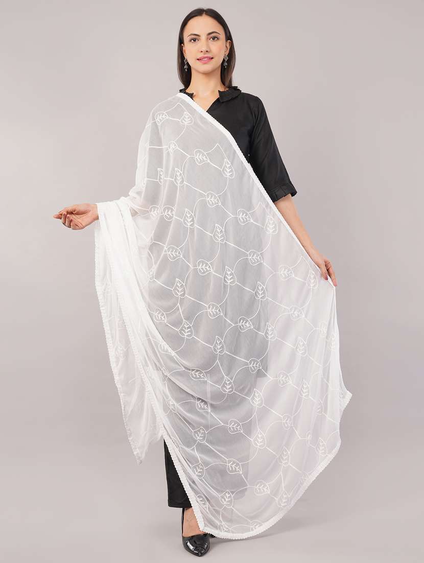women solid with work embroidered dupatta 