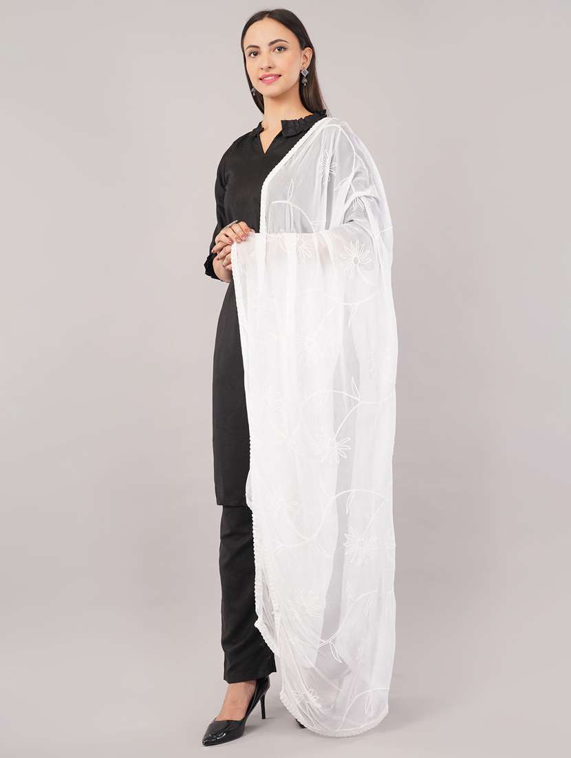 women solid with work embroidered dupatta  - 22186216 -  Standard Image - 2