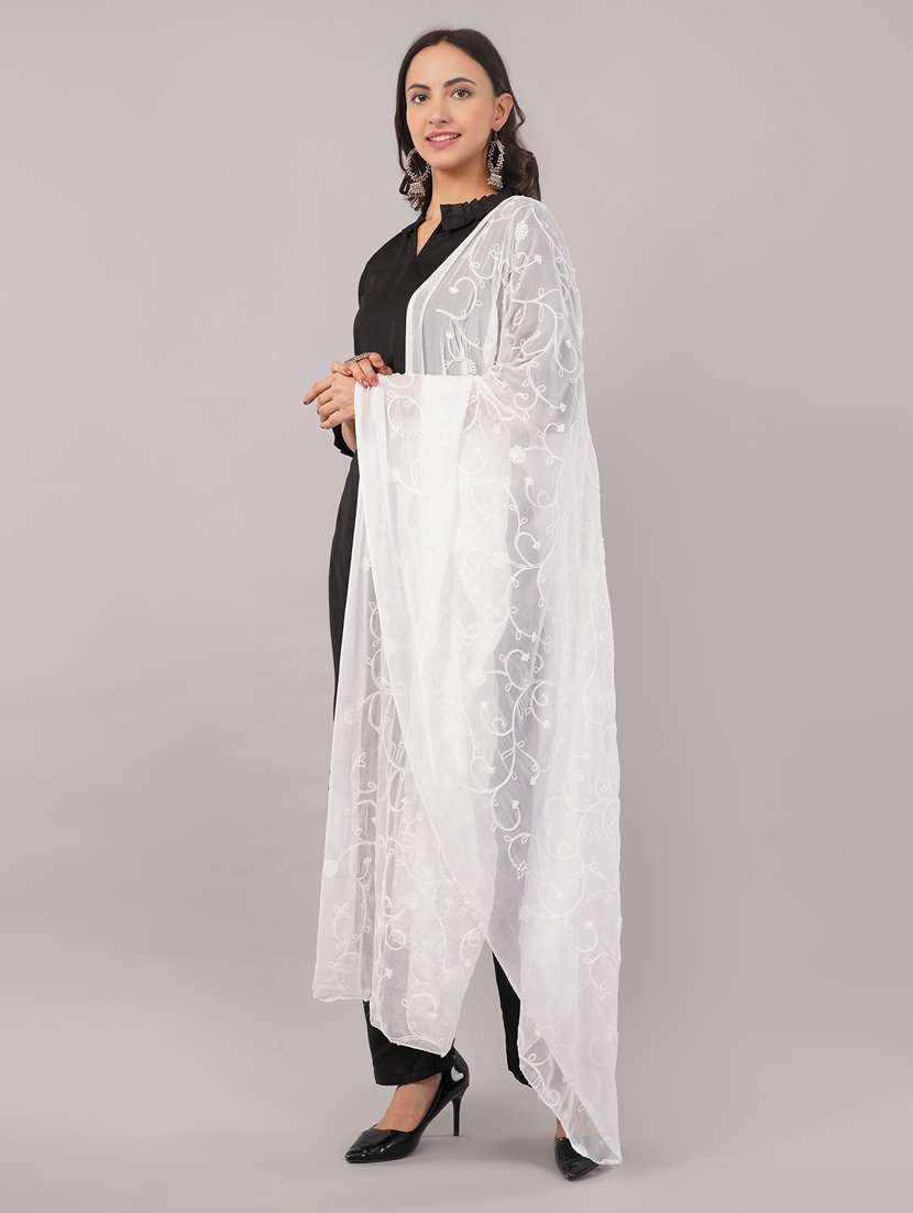 women solid with work embroidered dupatta  - 22186218 -  Standard Image - 2