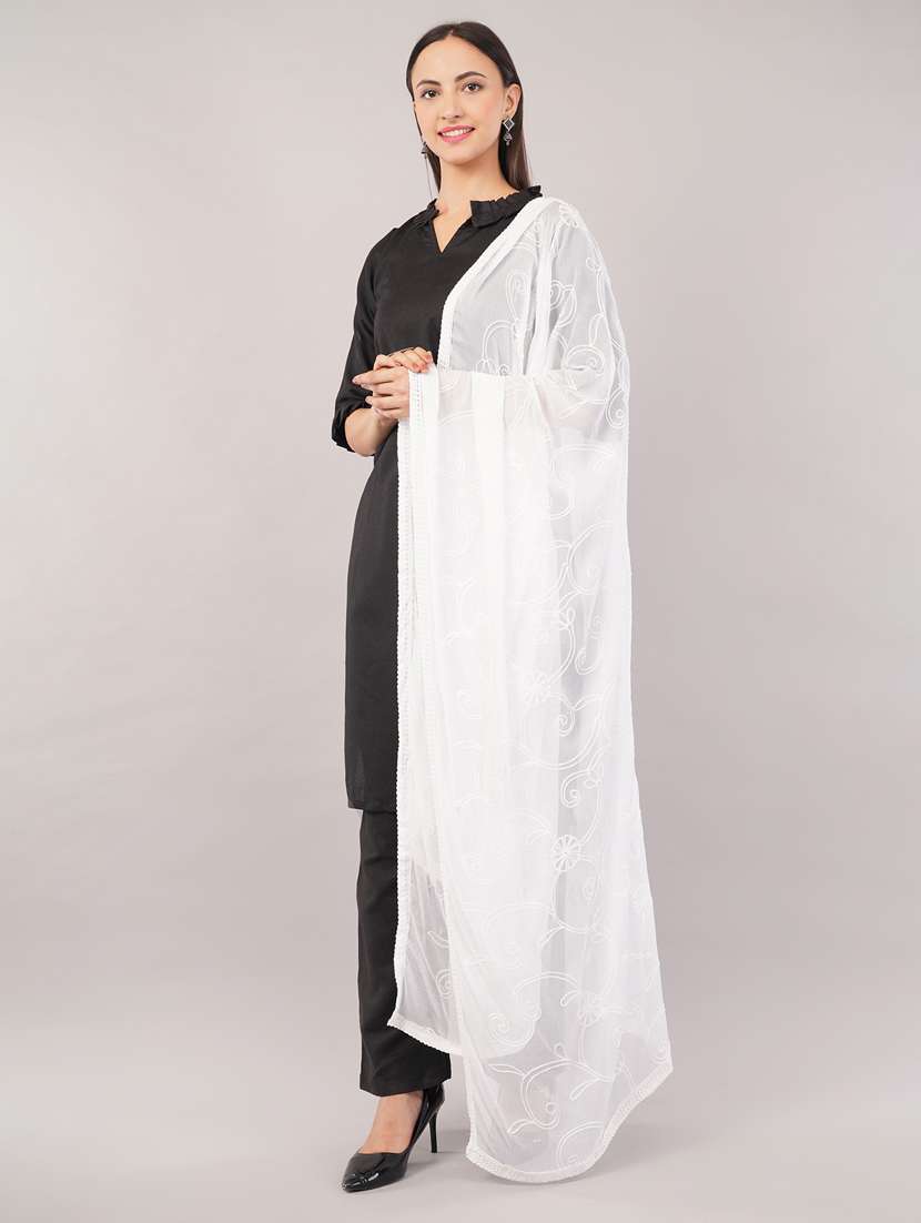 women solid with work embroidered dupatta  - 22186219 -  Standard Image - 2