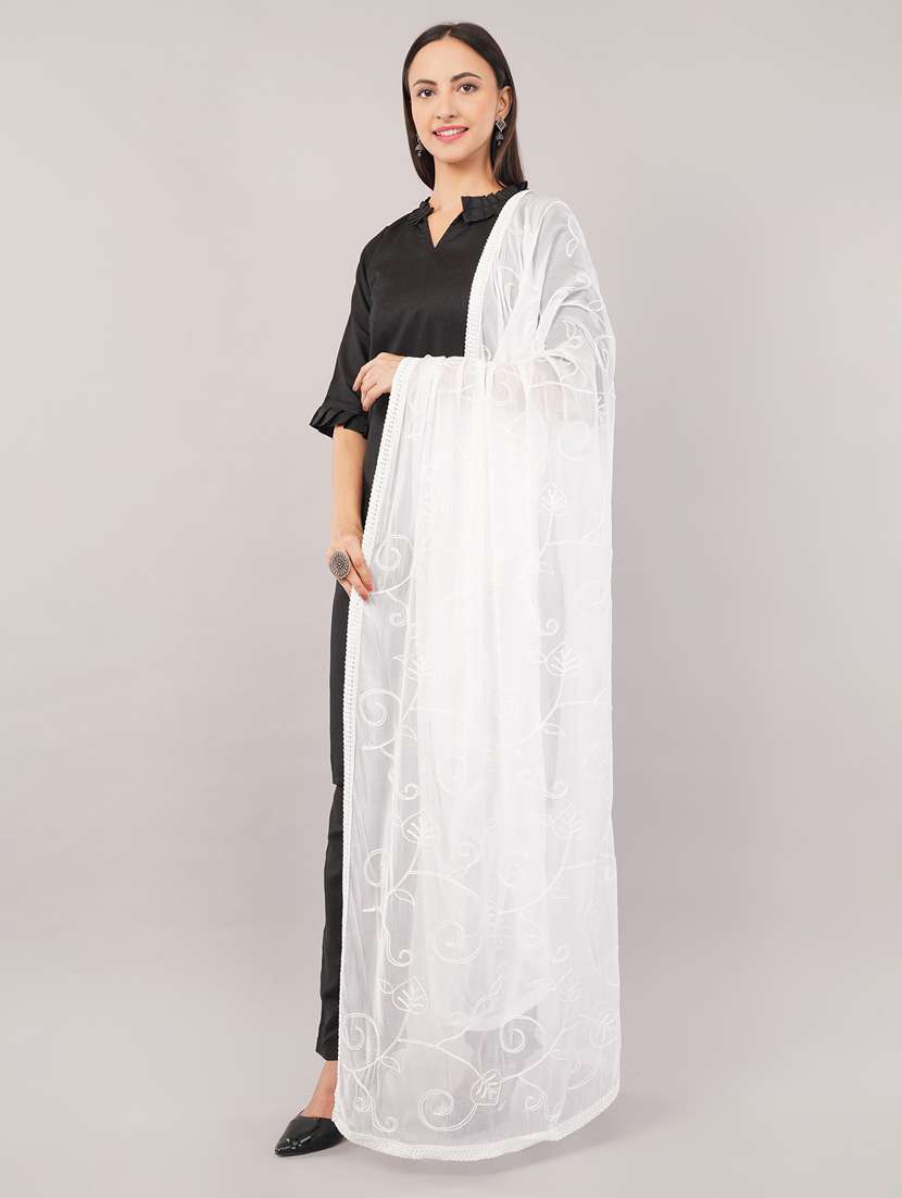 women solid with work embroidered dupatta  - 22186222 -  Standard Image - 2