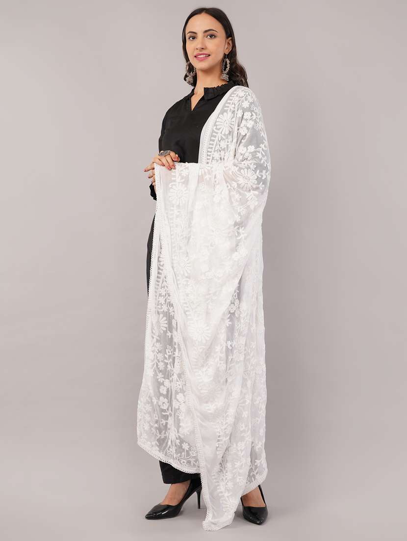 women solid with work embroidered dupatta  - 22186224 -  Standard Image - 2