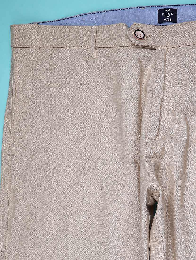 Men Solid Mid Rise Casual Chinos - 22186568 -  Standard Image - 2