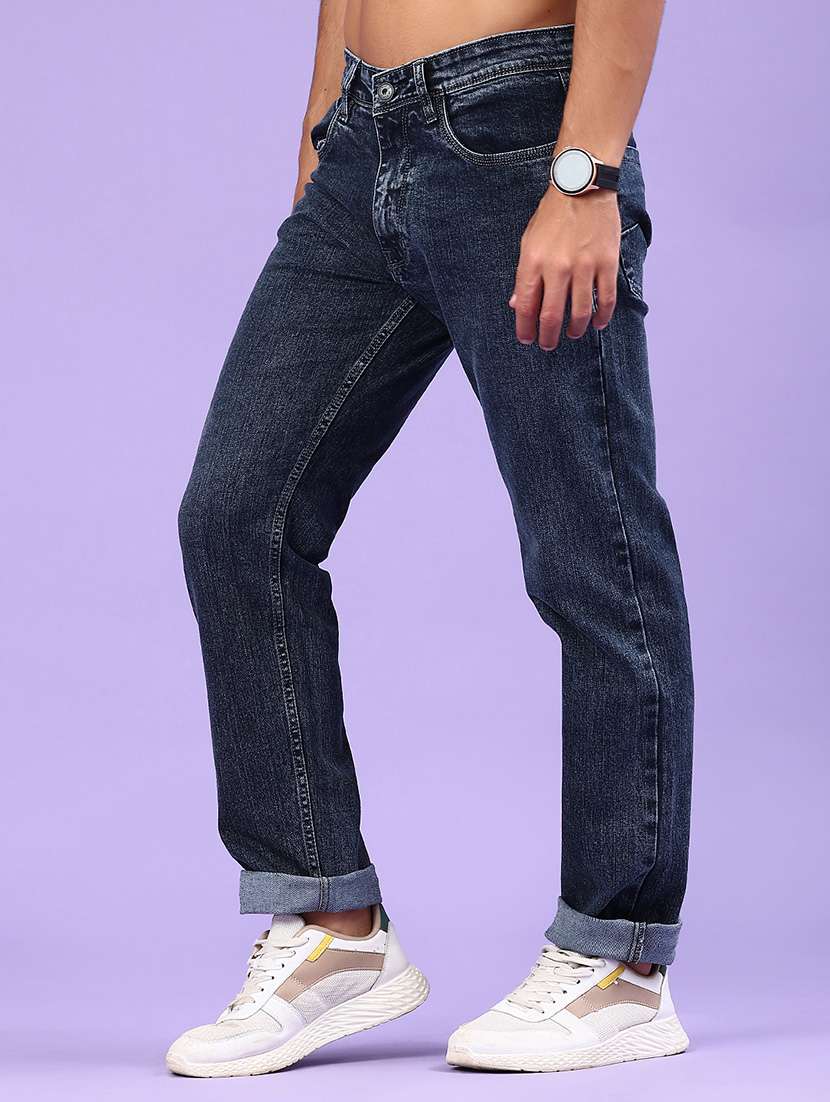 men plain mid rise full length tapered jeans - 22186844 -  Standard Image - 2