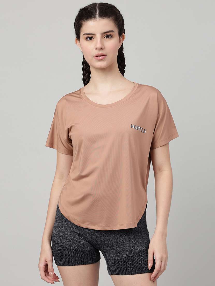 women solid round neck dri-fit t-shirt