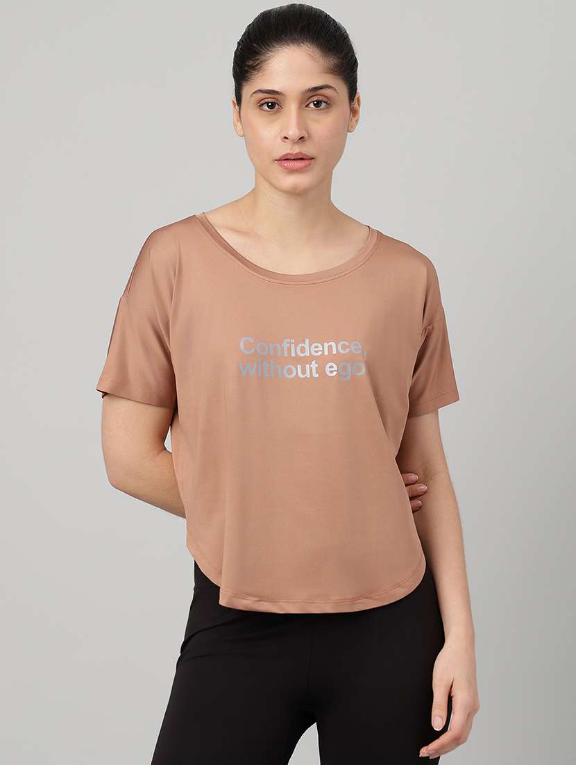 women printed round neck dri-fit t-shirt