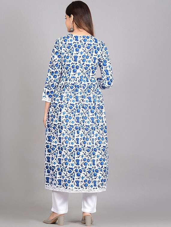 women floral three quarter sleeve kurta pant with dupatta set - 22186919 -  Standard Image - 2