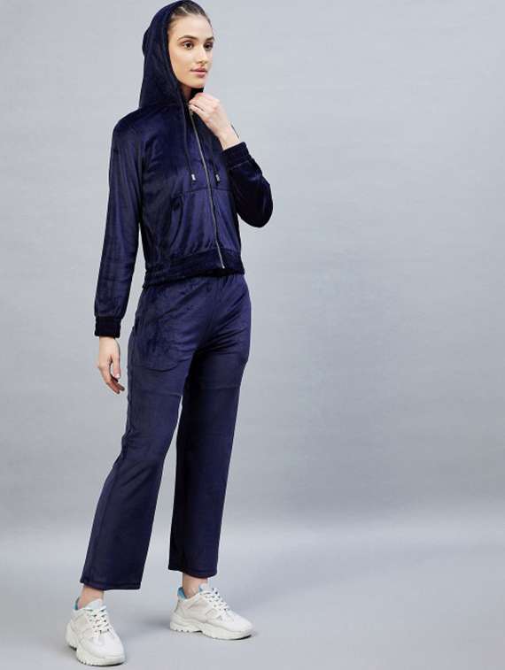 women solid long sleeve hooded winter co-ord set - 22186956 -  Standard Image - 2