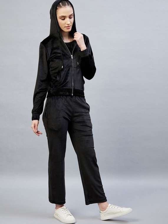 women solid long sleeve hooded winter co-ord set - 22186957 -  Standard Image - 2