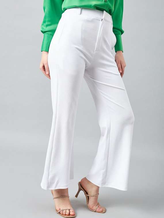 women solid high rise bootcut trouser - 22186968 -  Standard Image - 2