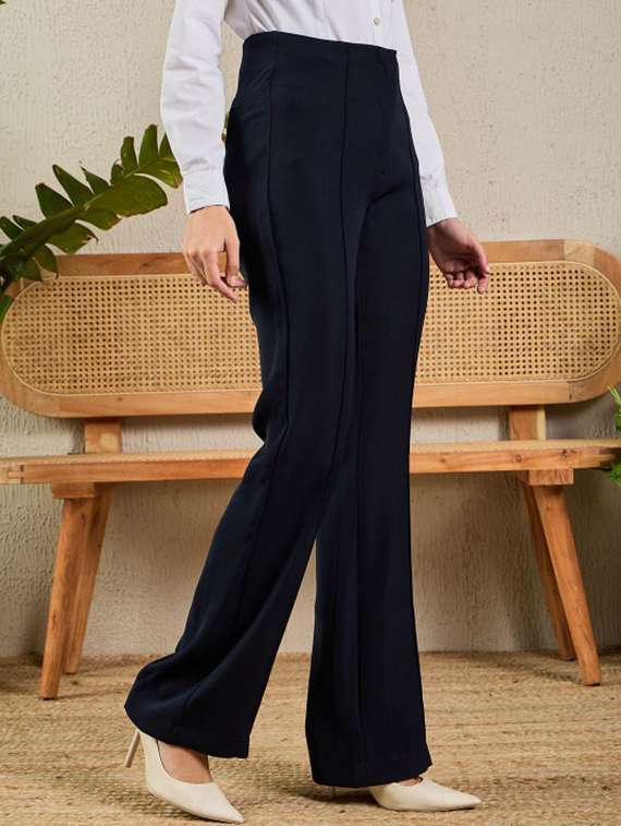 women solid high rise bootcut trouser - 22186978 -  Standard Image - 2