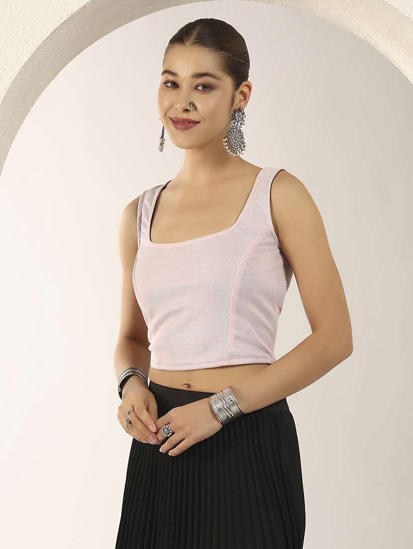 women solid sleeveless stitched blouse - 22186979 -  Standard Image - 2