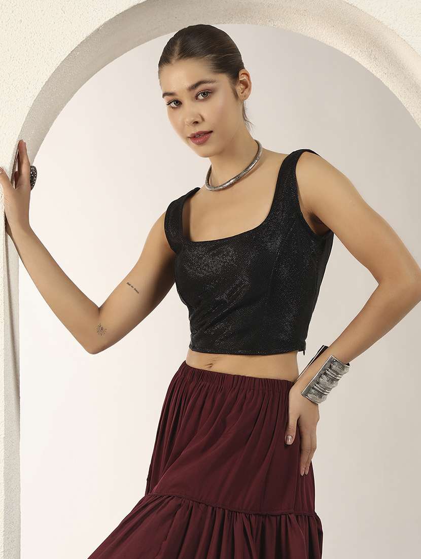 women solid sleeveless stitched blouse - 22186982 -  Standard Image - 2