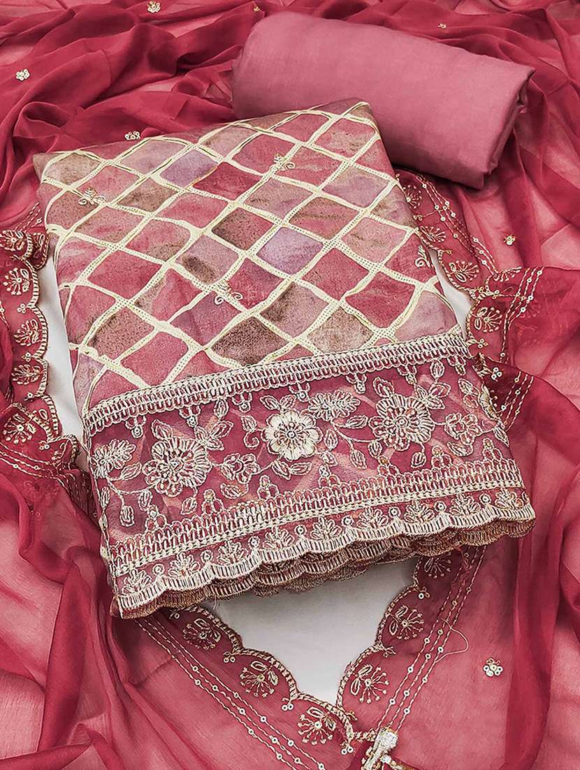 women printed embroidered unstitched suit set