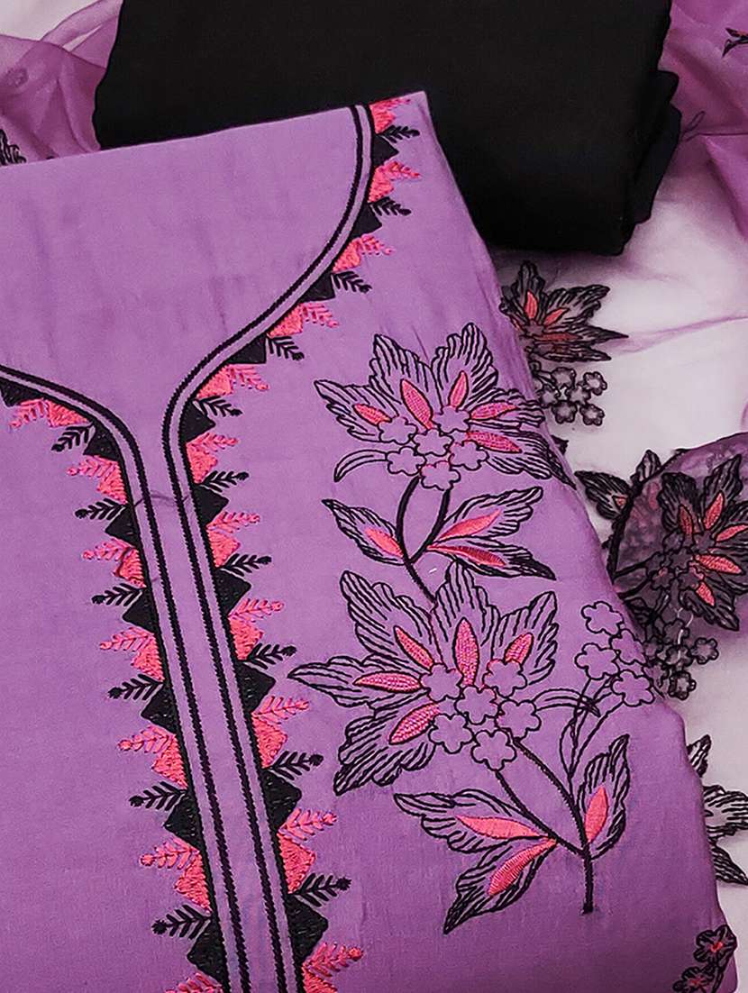 women solid with work embroidered unstitched suit set - 22187088 -  Standard Image - 2
