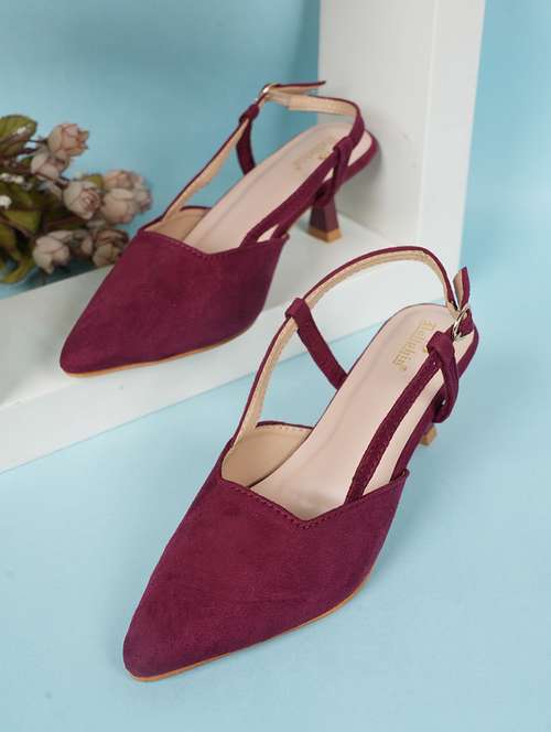 women maroon slip on sandal - 22187121 -  Standard Image - 0