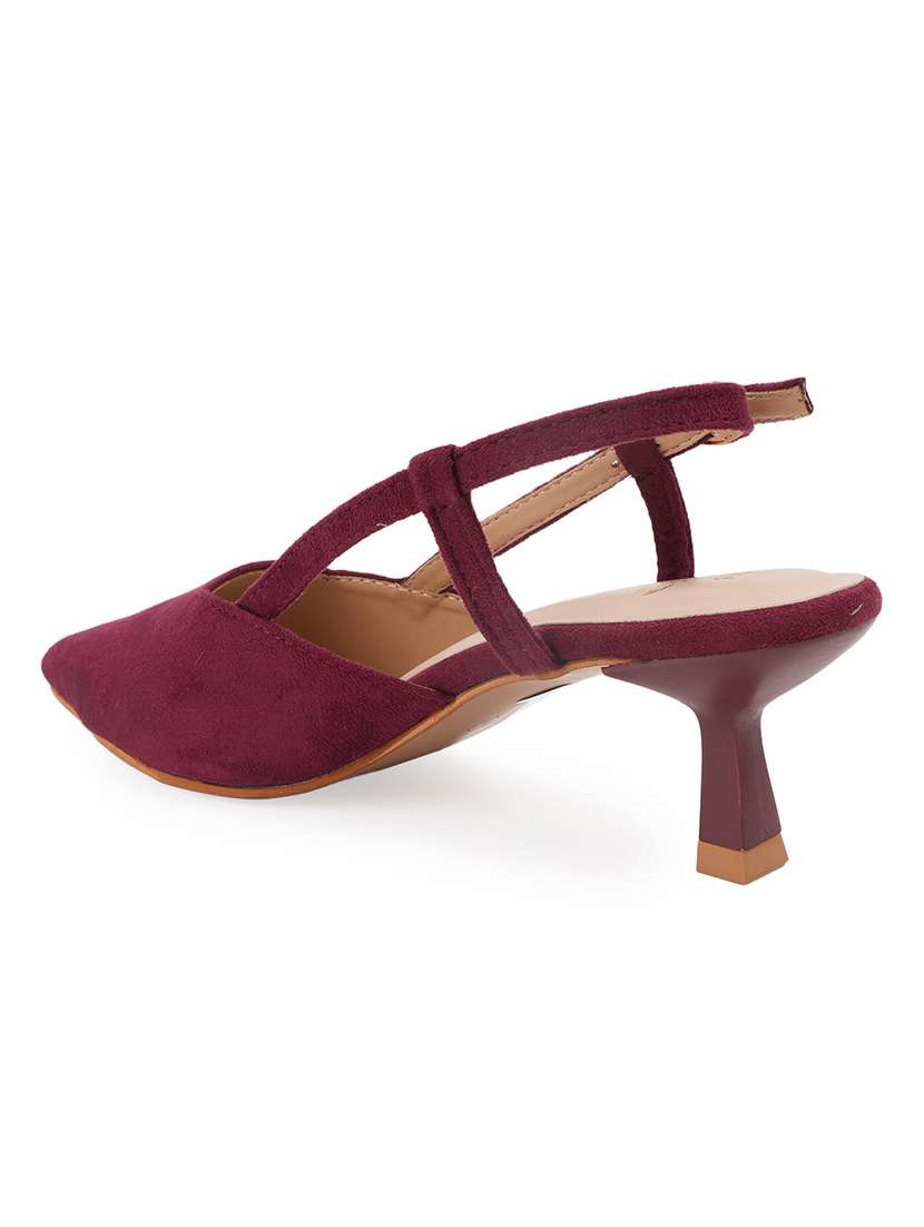 women maroon slip on sandal - 22187121 -  Standard Image - 2