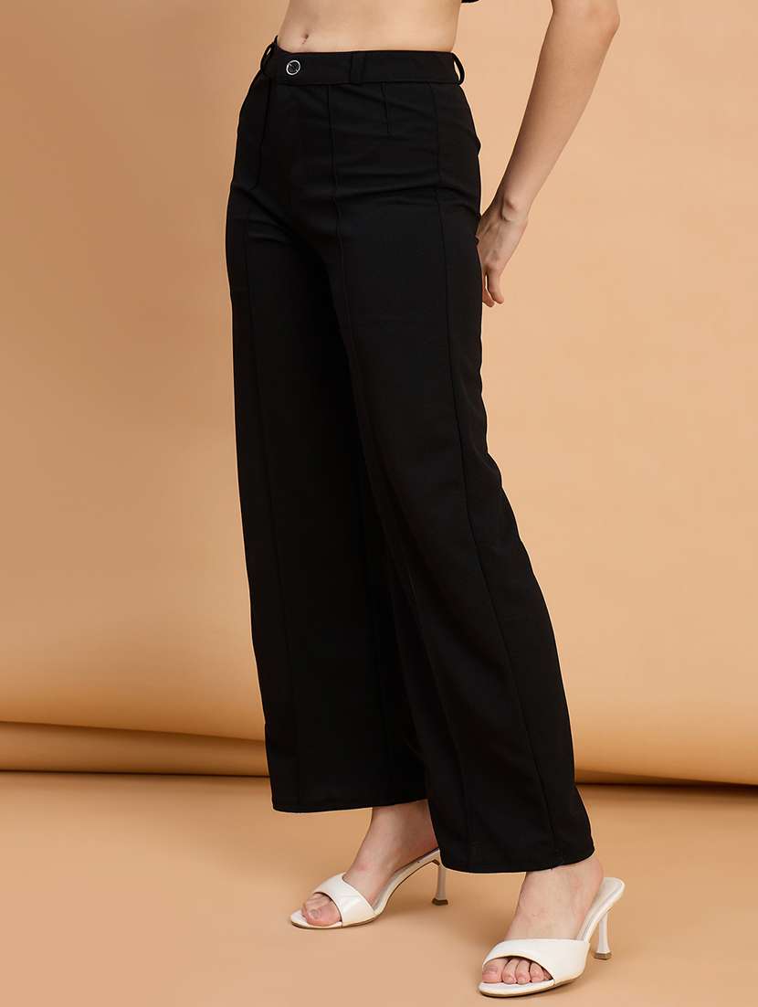 women pack of 2 solid straight trouser - 22187155 -  Standard Image - 2
