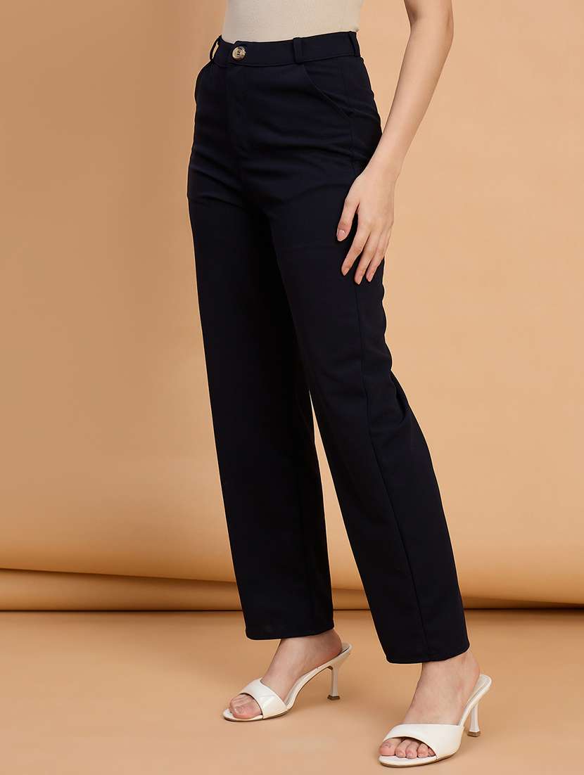 women pack of 2 solid straight trouser - 22187156 -  Standard Image - 2