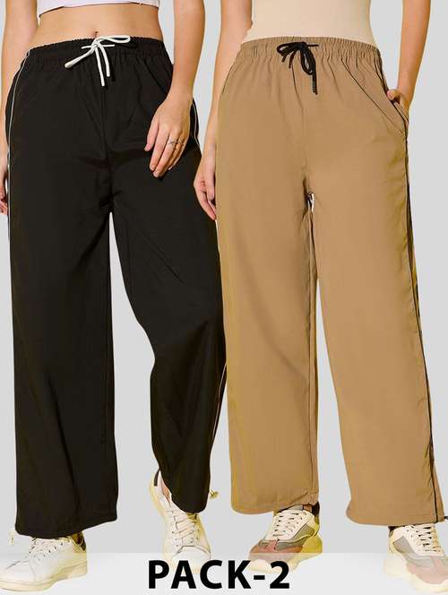 women pack of 2 solid relaxed fit track pant - 22187168 -  Standard Image - 0