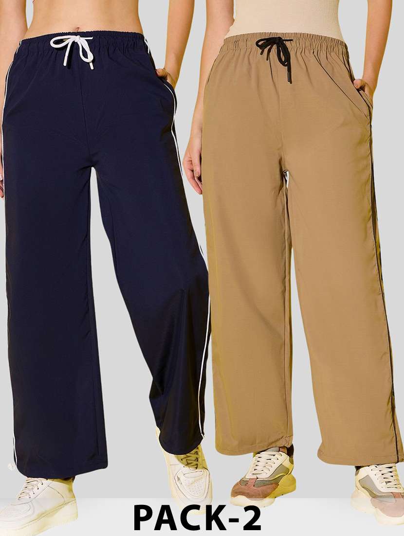 women pack of 2 solid relaxed fit track pant