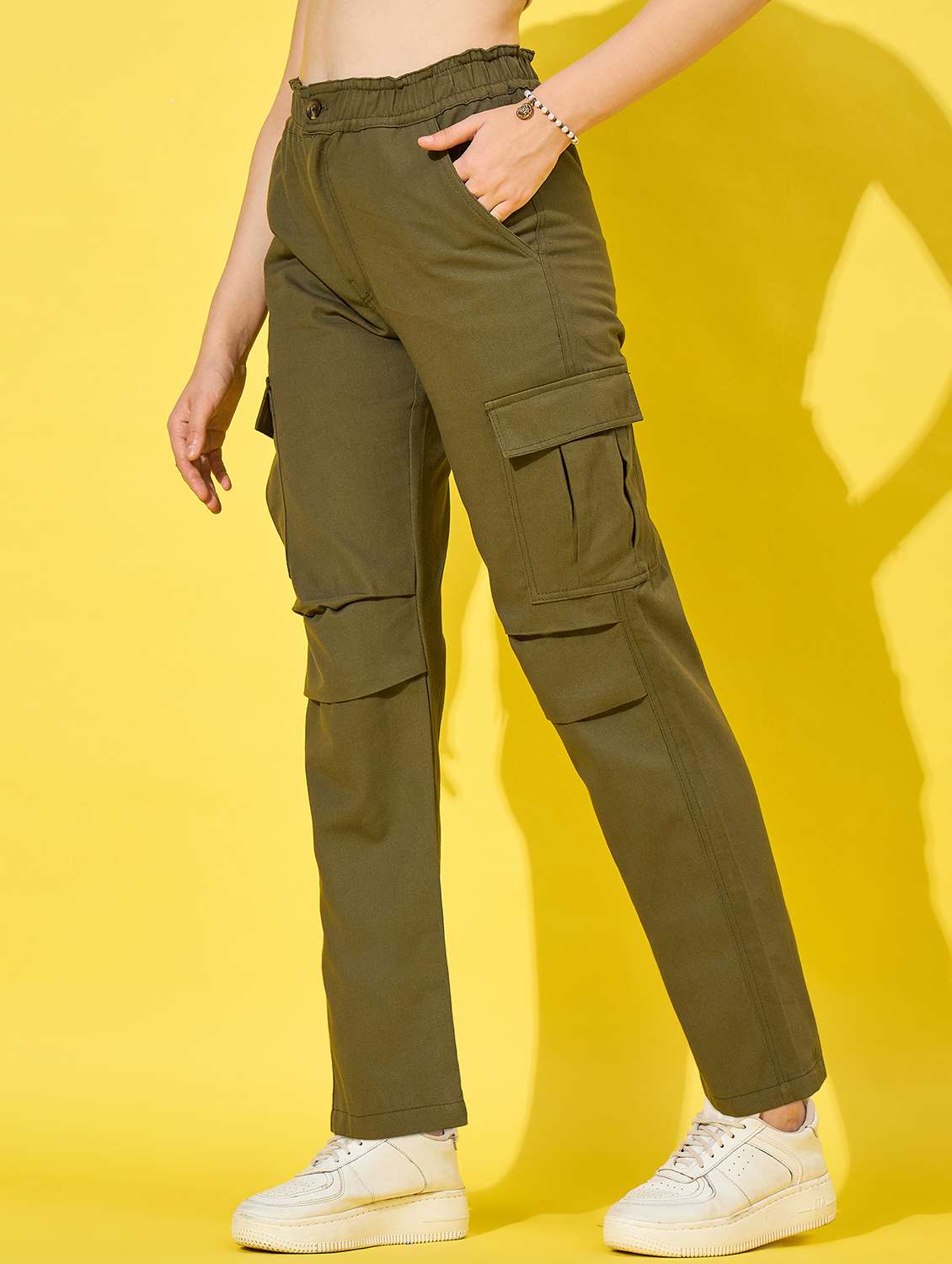 women pack of 2 solid high rise cargo - 22187215 -  Standard Image - 2