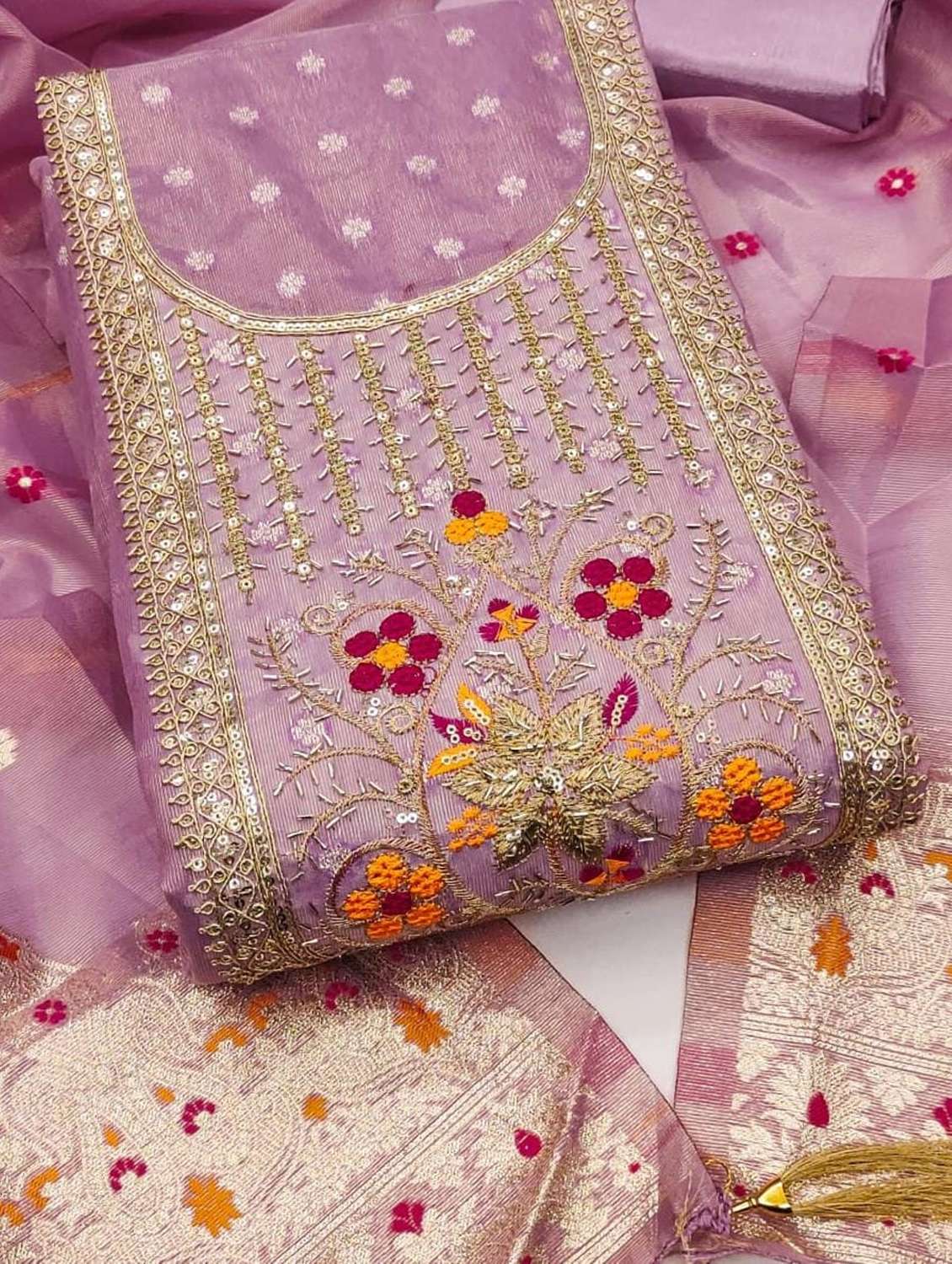 women self design embroidered unstitched suit set - 22187242 -  Standard Image - 2