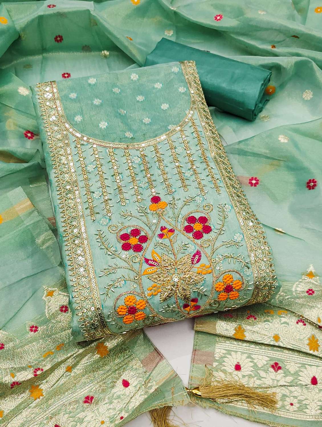 women self design embroidered unstitched suit set - 22187243 -  Standard Image - 2