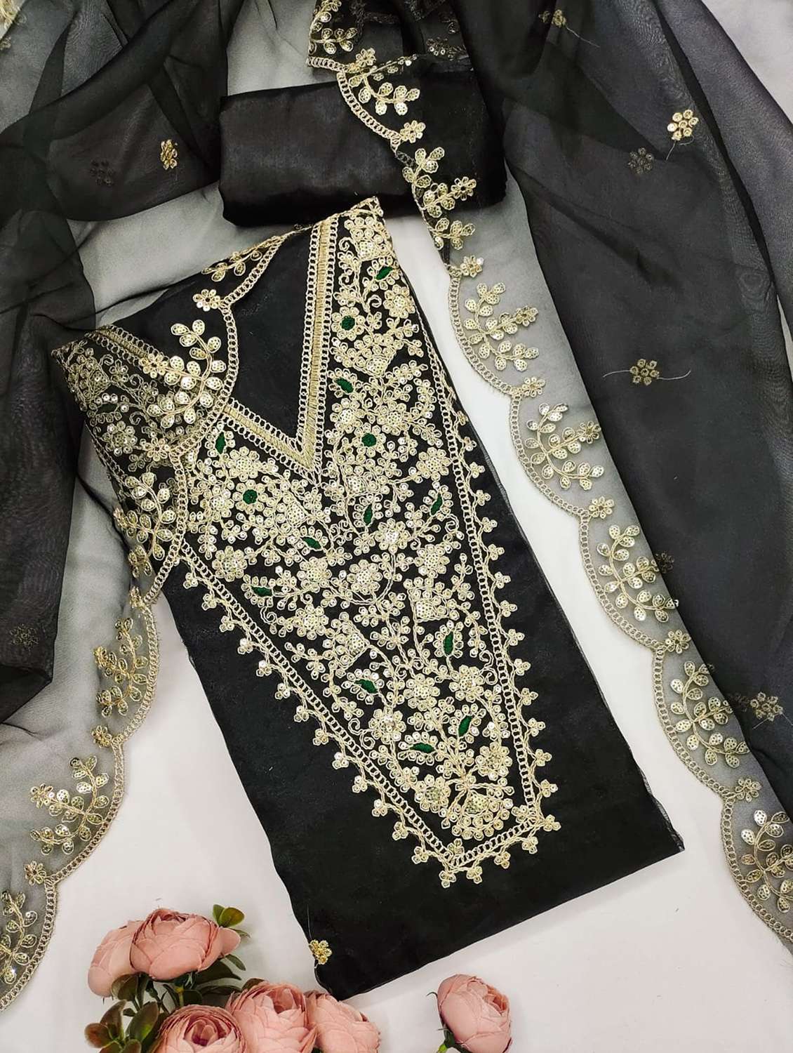 women solid with work embroidered unstitched suit set - 22187247 -  Standard Image - 2